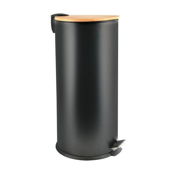 Mat črn jeklen koš za smeti s pedalom 30 l Adonis – Spirella