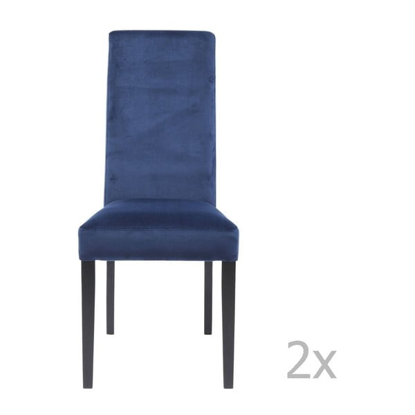 Komplet 2 modrih jedilnih stolov z nogami iz bukovega lesa Kare Design Velvet