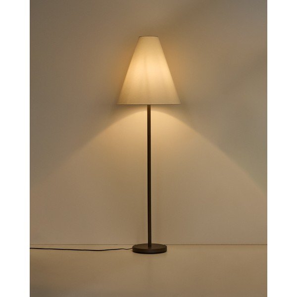 Rjava stoječa svetilka s tekstilnim senčilom (višina 153 cm) Navat – Kave Home-image-1