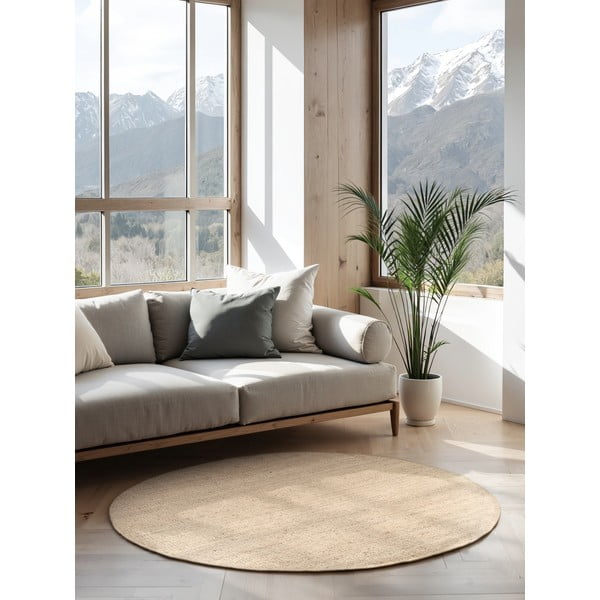 Kremno bela okrogla preproga iz jute ø 200 cm Bouclé Jaipur – Hanse Home-image-1