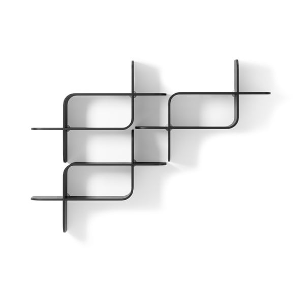 Črna večnivojska polica iz masivnega kavčukovca 62 cm Montage – Umbra-image-4