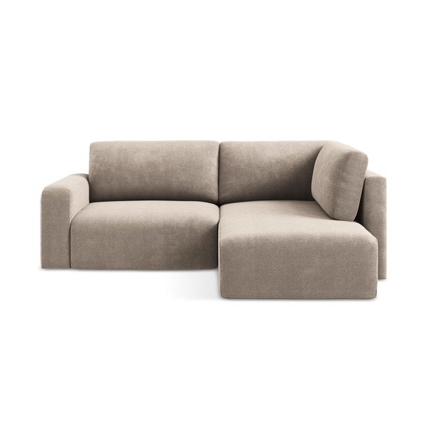 Bež raztegljiva/s prostorom za shranjevanje kotna sedežna garnitura iz šenilje (desni kot/v obliki črke L) Kona – Makamii