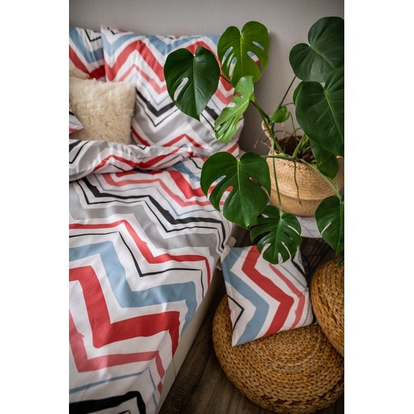 Modra/siva enojna 3-delna posteljnina iz bombažnega satena 140x200 cm Marina – JAHU collections-image-2