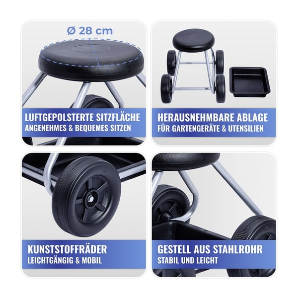 Črn/siv stolček za vrtnarjenje Secura – Maximex-image-4