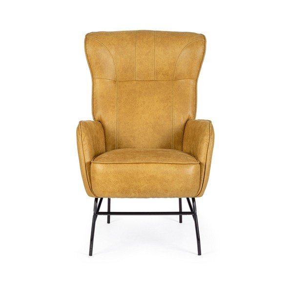 Gorčično rumen fotelj iz umetnega usnja Nasira – Bizzotto-image-2