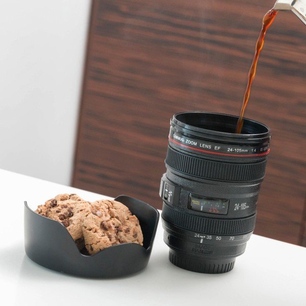 Črn večnamenska potovaln skodelica InnovaGoods Lens, 400 ml-image-1