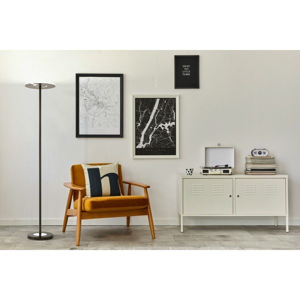 Črna LED zatemnitvena stoječa svetilka s steklenim senčilom (višina 180 cm) Dent – Fischer & Honsel-image-1