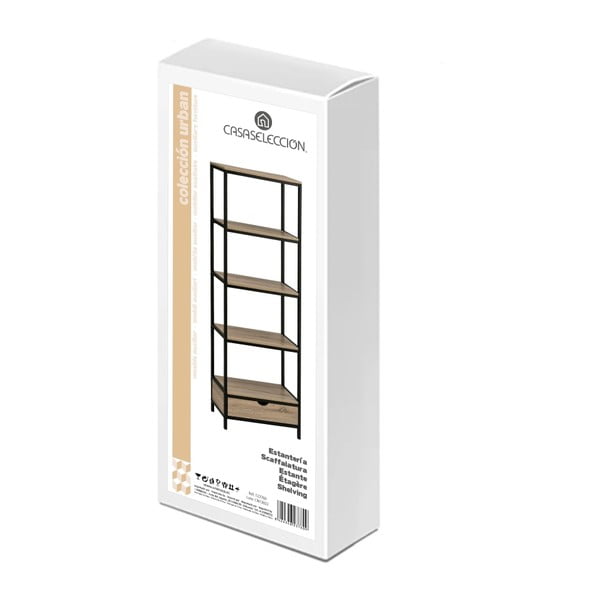 Črn regal v hrastovem dekorju 60x180 cm Urban – Casa Selección-image-4