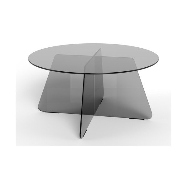 Siva steklena okrogla klubska mizica ø 80 cm Samos – Actona