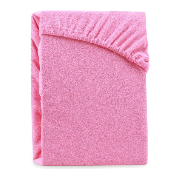 Rožnata elastična rjuha za zakonsko posteljo AmeliaHome Ruby Siesta, 220/240 x 220 cm