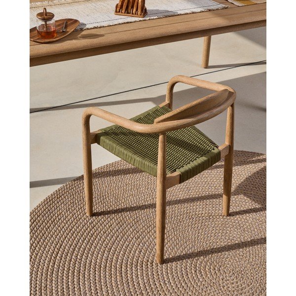 Jedilni stol iz masivnega lesa v zeleni in naravni barvi Nina – Kave Home-image-1