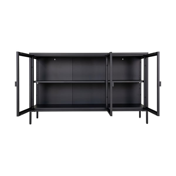 Črna kovinska vitrina 140x85 cm Brisbane – House Nordic-image-2