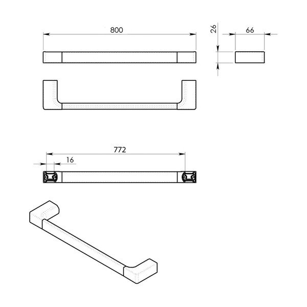 Belo kovinsko stensko držalo za brisače Gedy Pirenei – Sapho-image-1