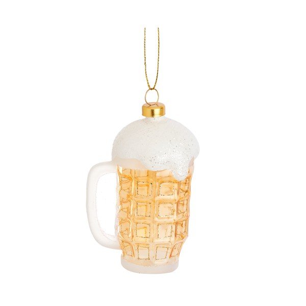 Steklen okrasek za jelko 9,5 cm Frothy Beer – Sass & Belle