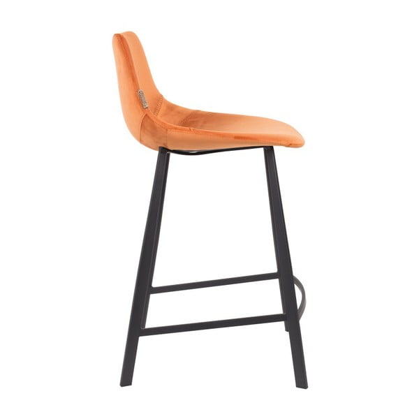 Komplet 2 oranžnih barskih stolov z oblazinjenjem iz žameta Dutchbone, višina 91 cm-image-2