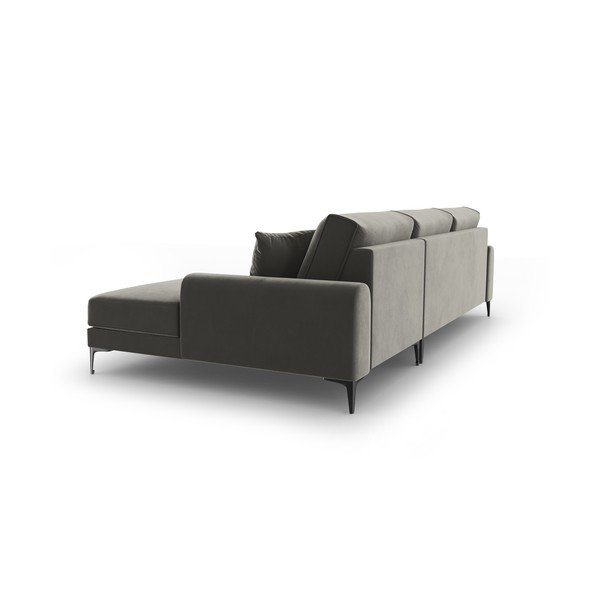 Svetlo siva žametna kotna sedežna garnitura Mazzini Sofas Madara, desni kot-image-3