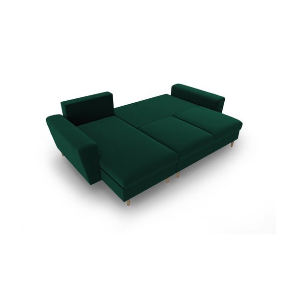 Zelena žametna raztegljiva kotna sedežna garnitura s prostorom za shranjevanje Kyoto – Cosmopolitan Design-image-2