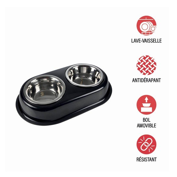 Plastičen komplet posod s podstavkom za pse – Love Story-image-2