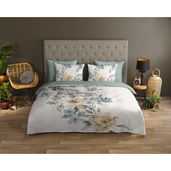 Zelena/kremno bela enojna podaljšana bombažna posteljnina 140x220 cm Celina – Good Morning-image-1