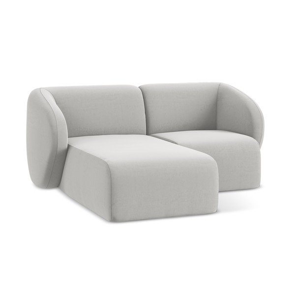 Svetlo siva žametna kotna sedežna garnitura (levi kot/z ležalnikom) Lani – Makamii-image-4