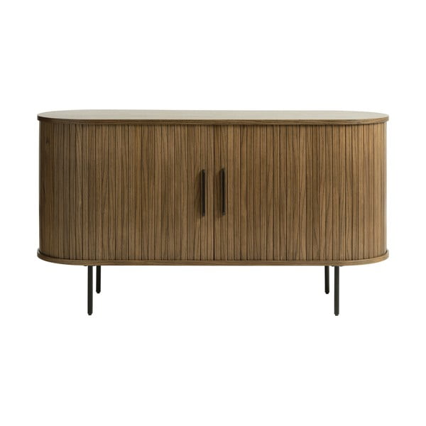 Rjava nizka komoda v hrastovem dekorju 140x76 cm Nola – Unique Furniture