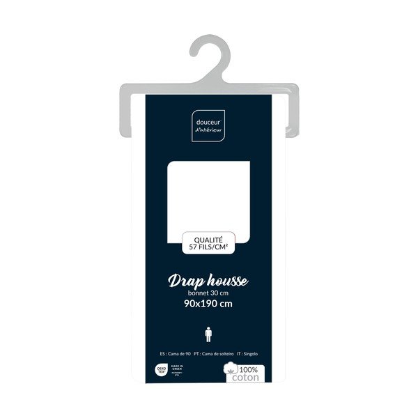 Bela napenjalna bombažna rjuha 90x190 cm Lina – douceur d'intérieur-image-4