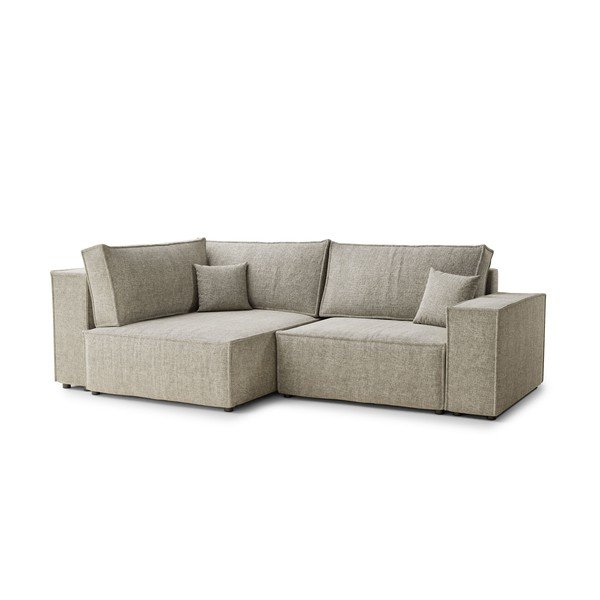 Bež raztegljiva/s prostorom za shranjevanje kotna sedežna garnitura iz šenilje (levi kot/v obliki črke L) Tonga – Maison de Rêve