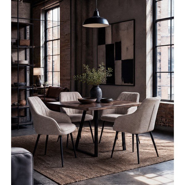 Bež oblazinjen jedilni stol z nasloni za roke Nolan – Unique Furniture-image-1