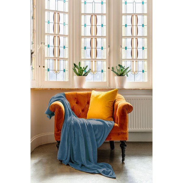 Modro pregrinjalo iz mikropliša za zakonsko posteljo 180x220 cm Cosy – Tiseco Home Studio-image-1