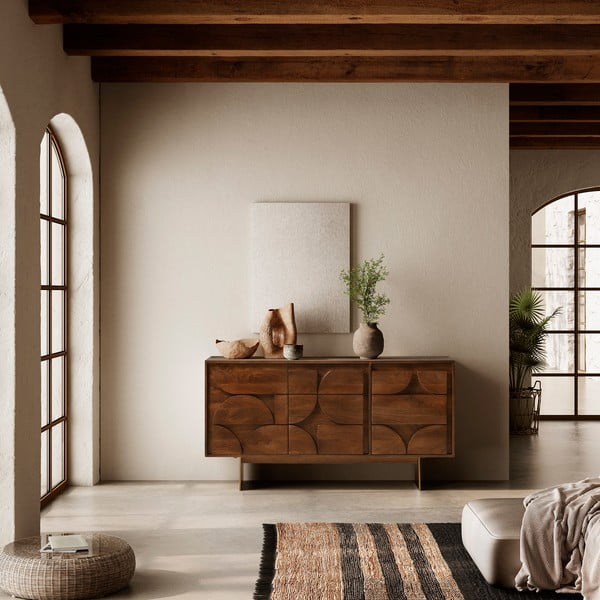 Rjava komoda iz masivnega manga 145x76x40 cm Trisha – MOME-image-1