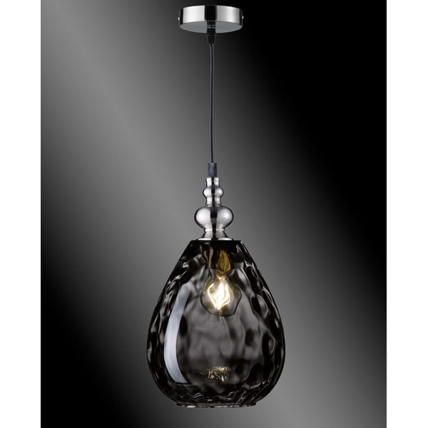 Črna viseča svetilka s steklenim senčilom Uller – Fischer & Honsel-image-1