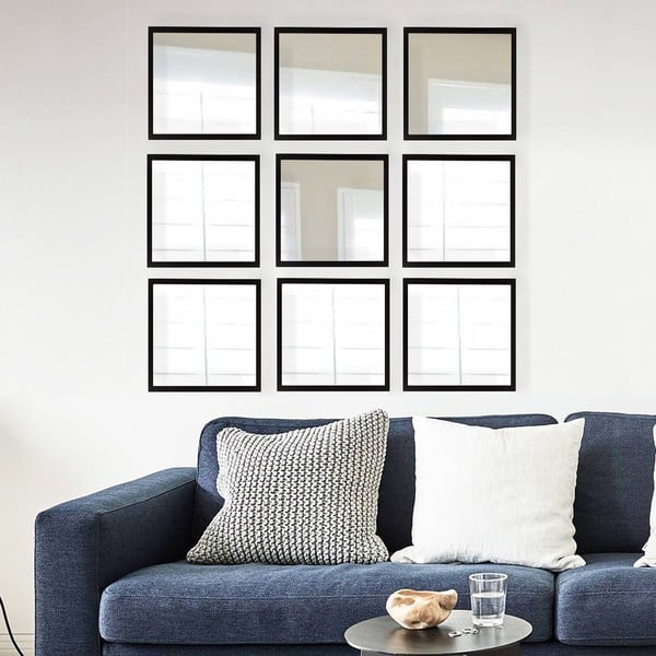 Stenska ogledala v kompletu 9 ks 24x24 cm – Wallity-image-1