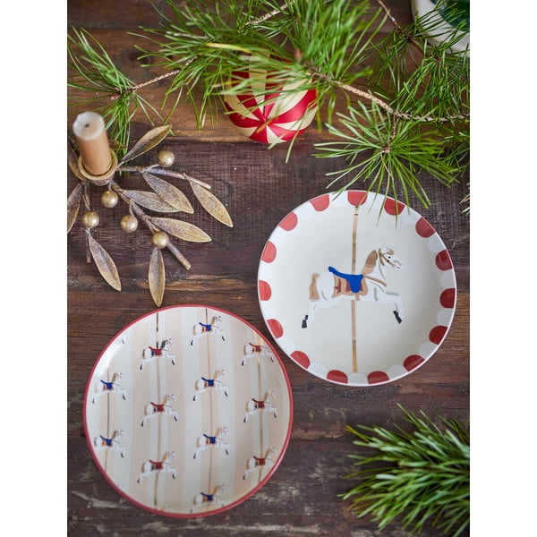 Kremno beli desertni lončeni krožniki z božičnim motivom v kompletu 2 ks ø 16 cm Merry-go-round – Bloomingville-image-1