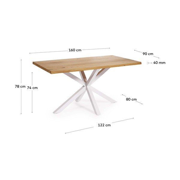 Jedilna miza z mizno ploščo v hrastovem dekorju 90x160 cm Argo – Kave Home-image-4