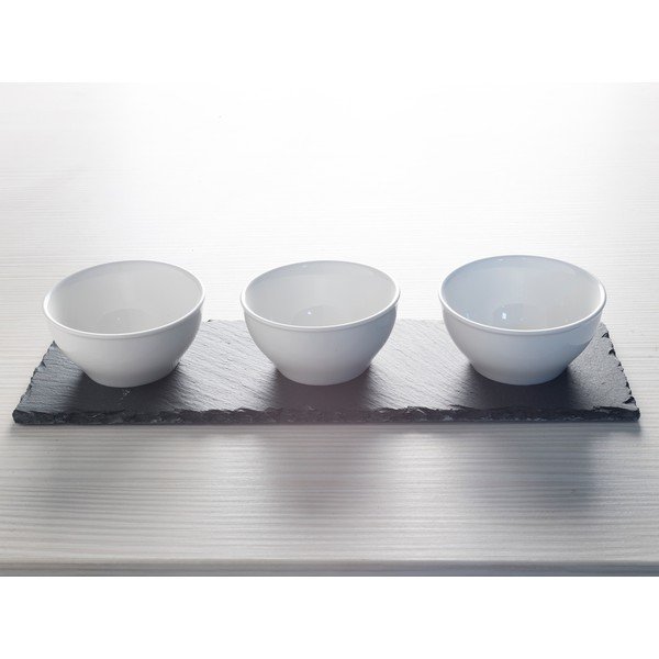 Set 3 posodic za omako iz belega porcelana s stojalom Mikasa-image-1
