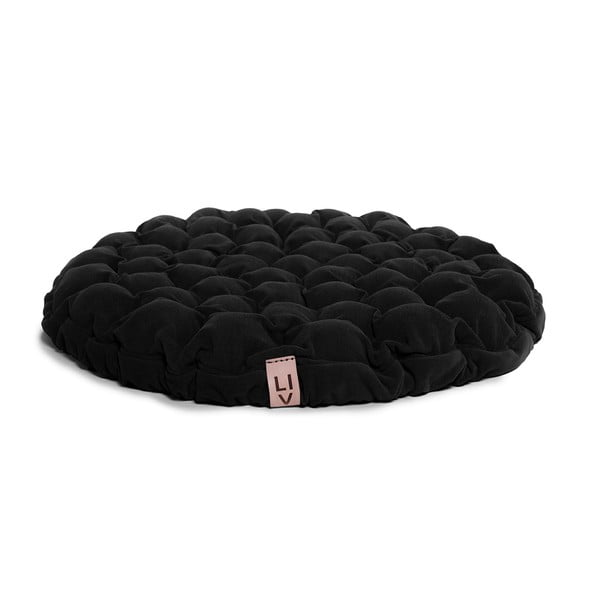 Črna sedežna blazina z masažnimi kroglicami Linda Vrňáková Bloom, ø 75 cm