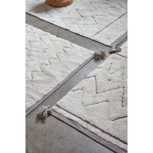 Kremno bela pralna ročno tkana bombažna preproga 90x130 cm Azteca – Lorena Canals-image-3