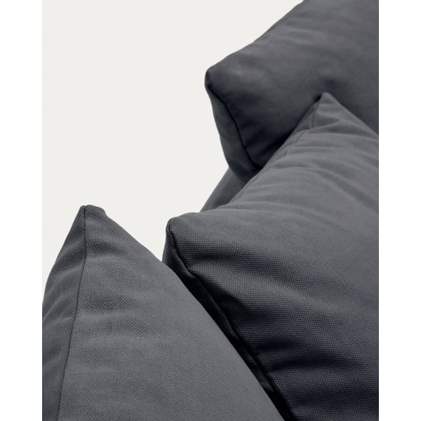 Antracitno siva lanena sedežna garnitura 340 cm Nora – Kave Home-image-1