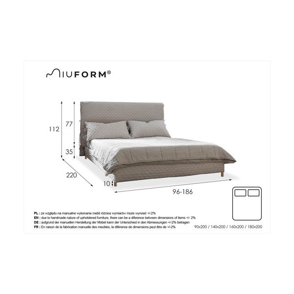 Črna oblazinjena zakonska postelja z letvenim dnom 140x200 cm Sleepy Luna - Miuform-image-4