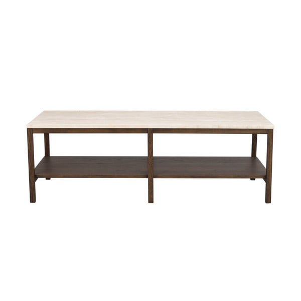 Rjavo-bež mizica s ploščo iz kamnine 140x60 cm Orwel - Rowico
