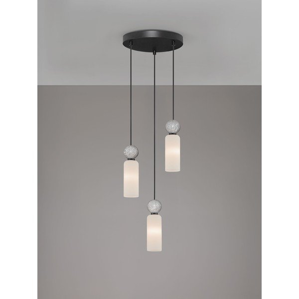 Mat črna lončena viseča svetilka s steklenim senčilom ø 25 cm Filomena – Nova Luce-image-4