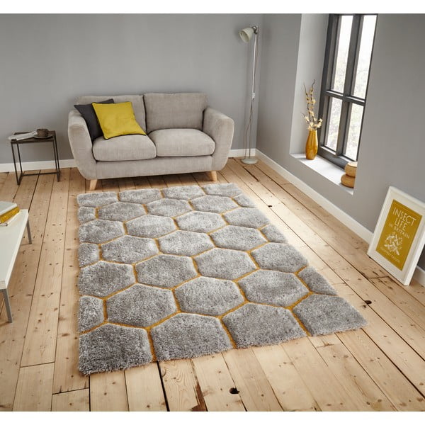 Sivo-rumena preproga Think Rugs Noble House, 120 x 170 cm-image-1