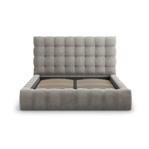Svetlo siva oblazinjena zakonska postelja s prostorom za shranjevanje in letvenim dnom 180x200 cm Bali – Cosmopolitan Design-image-2