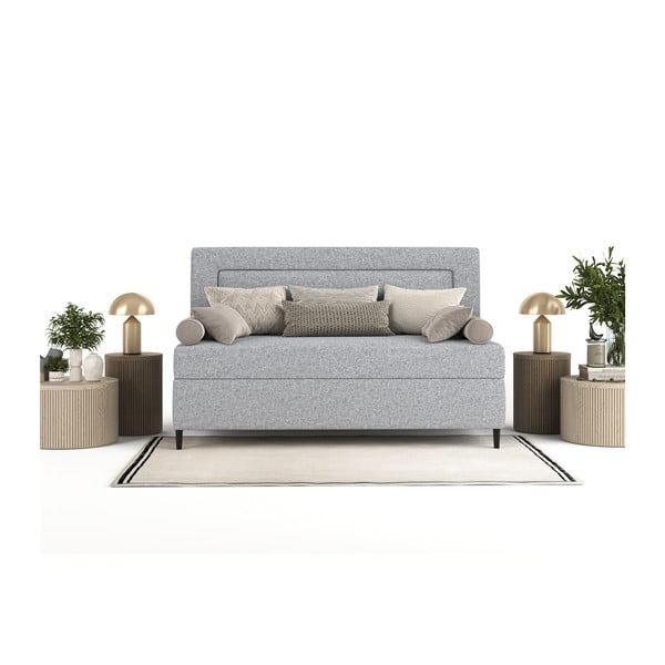 Siva oblazinjena postelja 100x200 cm Alba – Maison de Rêve-image-4