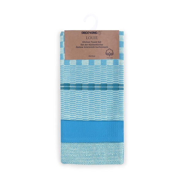 Komplet 3 modrih bombažnih krp DecoKing Louie, 50 x 70 cm-image-2