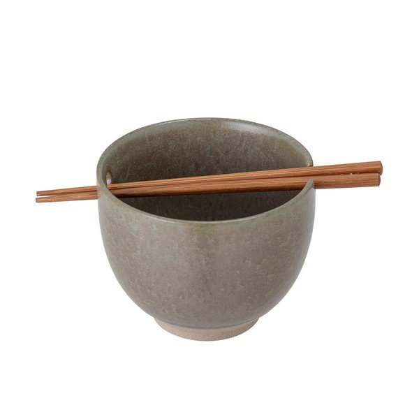 Siva lončena skleda s palčkami Bloomingville Masami, ø 13 cm-image-2