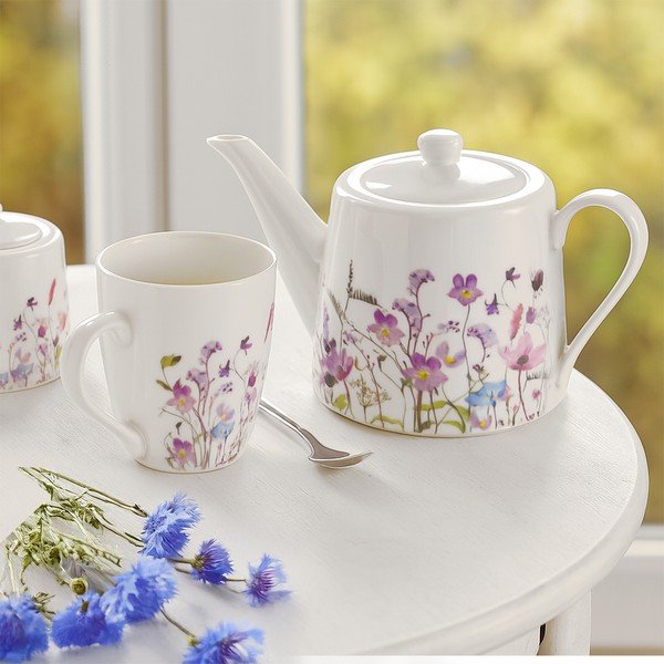 Bel/vijoličen porcelanast čajnik 1 l Louka – Orion-image-1