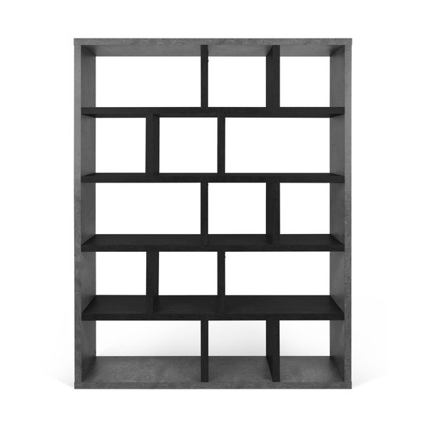 Črn/temno siv regal v betonskem dekorju 150x198 cm Berlin – TemaHome