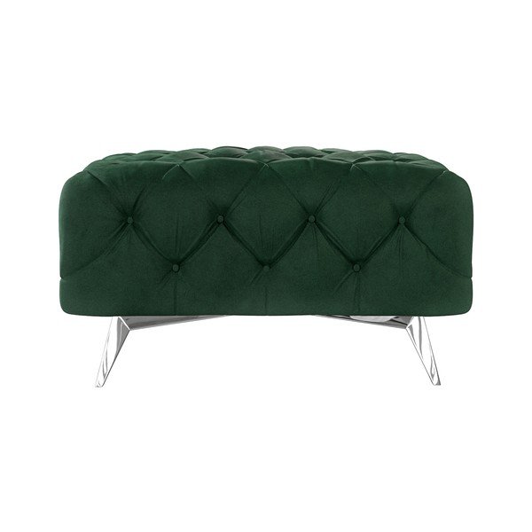 Temno zelen žameten tabure Chelsea – Ropez