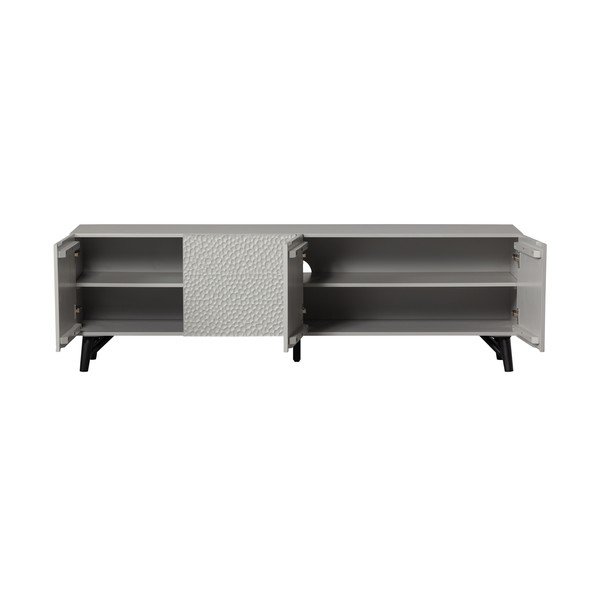 Svetlo siva TV omarica iz masivnega manga 185x56x46 cm Carved – WOOOD-image-3